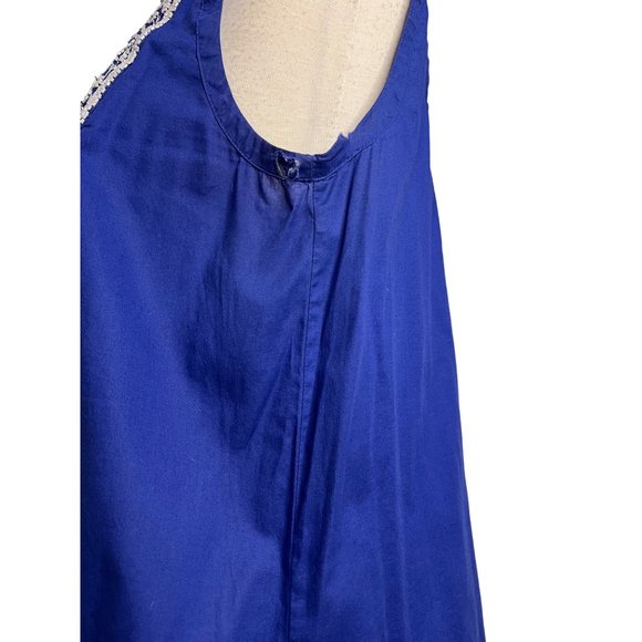 Style & Company Jeans Baby Doll Tank 12 Royal Blue Cotton Beaded Cotton - Picture 6 of 15